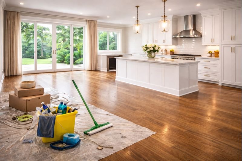 Clean kitchen after post-construction cleaning service
